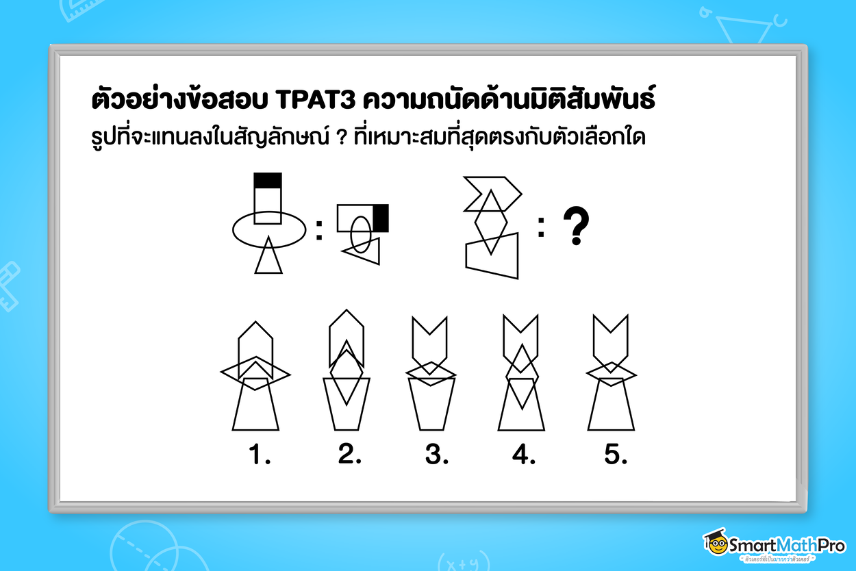 ตัวอย่างข้อสอบ TPAT3 พาร์ตความถนัดด้านมิติสัมพันธ์ แนวอุปมาอุปไมยภาพ