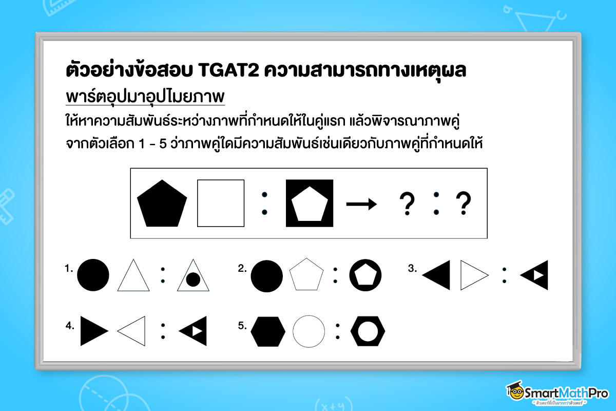 ตัวอย่างแนวข้อสอบ TGAT2 พาร์ตความสามารถทางเหตุผล แนวอุปมาอุปไมยภาพ