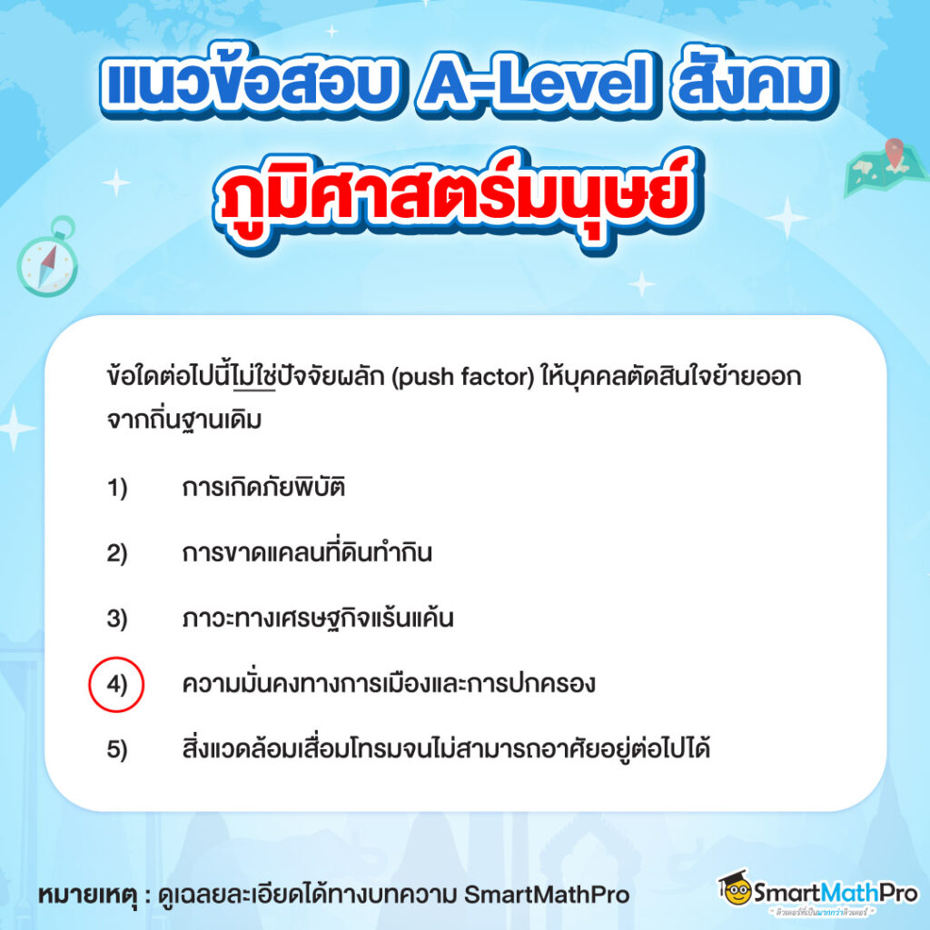 แนวข้อสอบ A-Level สังคม ภูมิศาสตร์มนุษย์